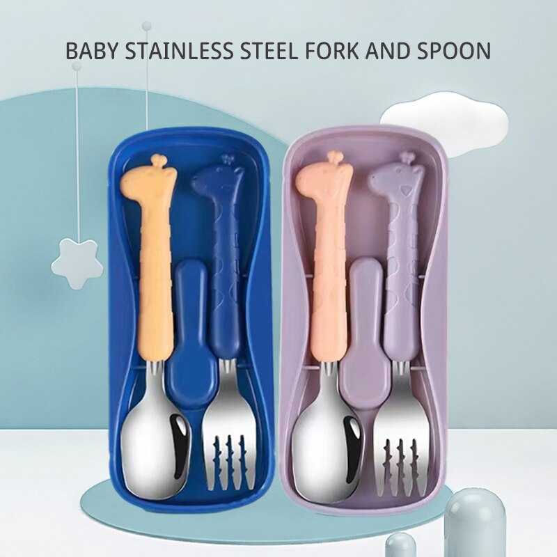 Baby Food Eating - 2 SZT. Dziecięce sztućce ze stali