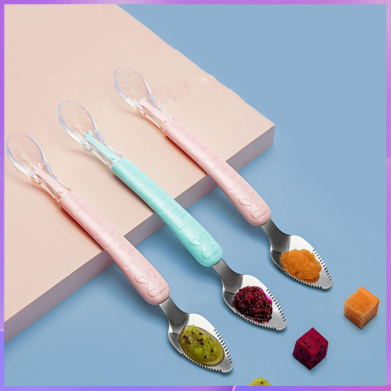 Baby Food Apple - Łyżka-szpatułka z podwójną końcówką do karmienia