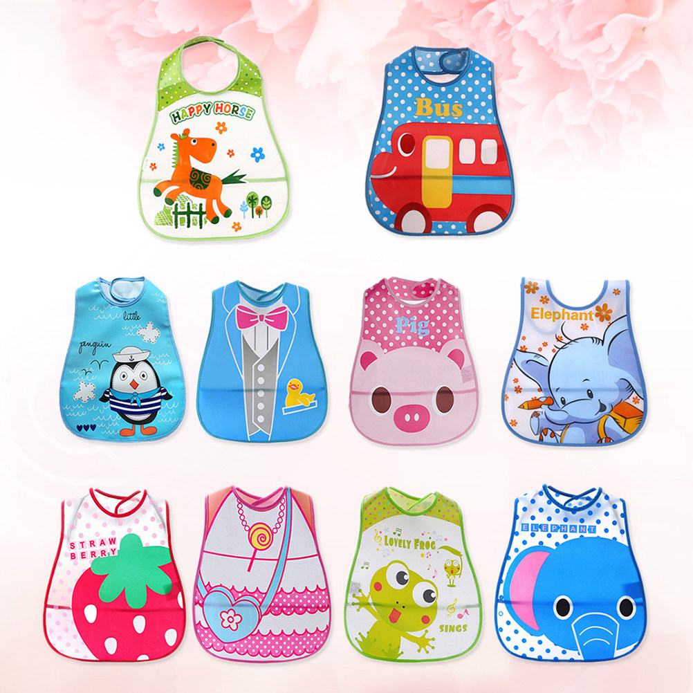 Baby Food Eating - 10 szt. Śliniaków dla niemowląt, wodoodporne