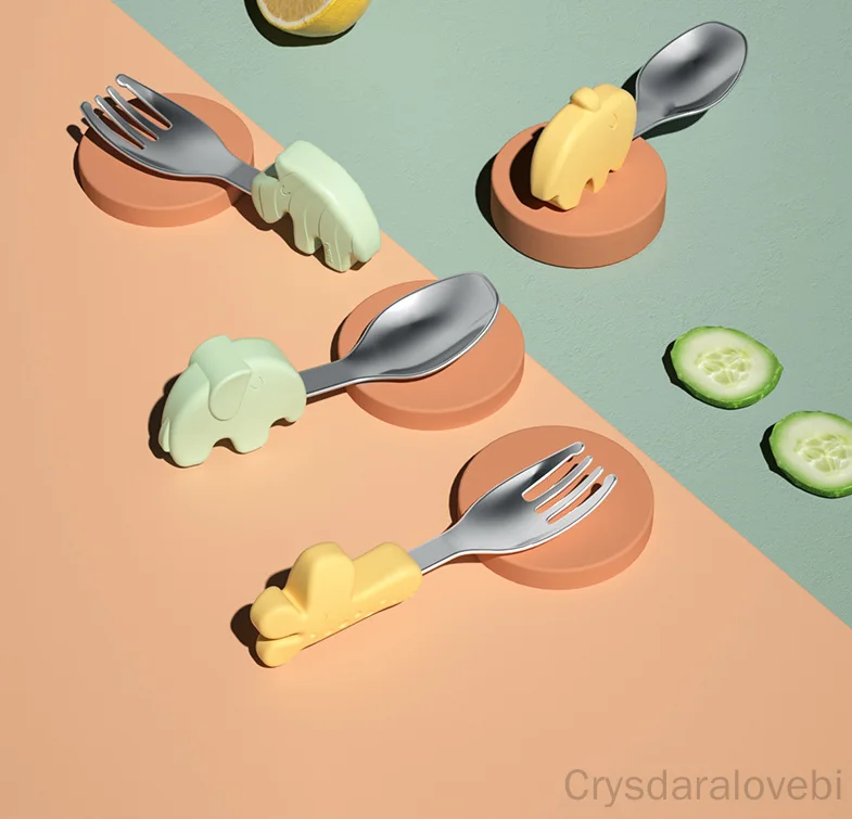 Zestaw Słonik Krótki Widelec Ł – Baby Food Eating recenzja i cena