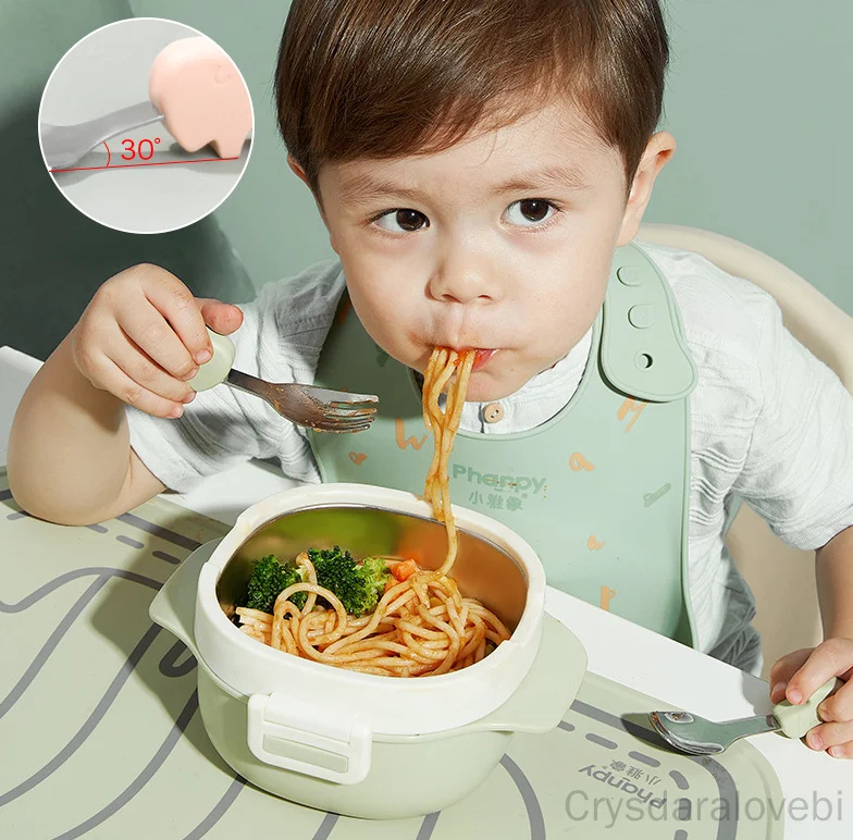 Zestaw Słonik Krótki Widelec Ł – Baby Food Eating recenzja i cena